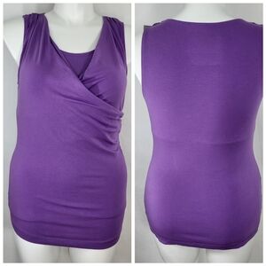 Marika Miracles Purple Sleeveless TOP Womens Size M Faux Wrap Tummy Control NWT